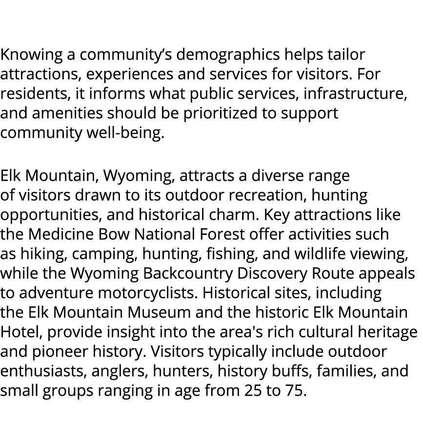  Knowing a community’s demographics helps tailor attractions, experiences and services for visitors. For residents, i...