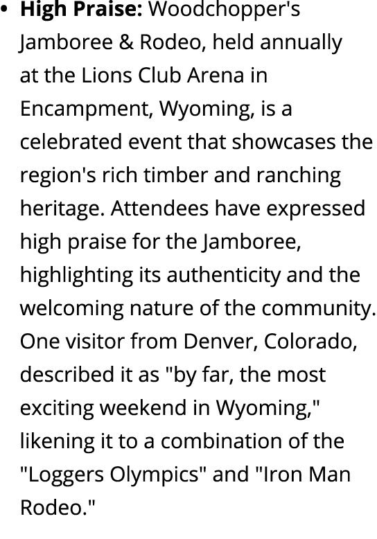 High Praise: Woodchopper's Jamboree & Rodeo, held annually at the Lions Club Arena in Encampment, Wyoming, is a celeb...