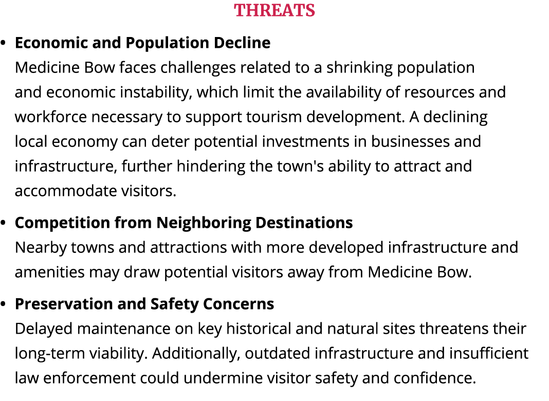 THREATS Economic and Population Decline Medicine Bow faces challenges related to a shrinking population and economic ...