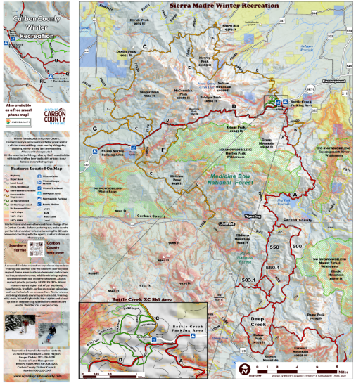 Sierra Madre Winter Sports Map Carbon County WY